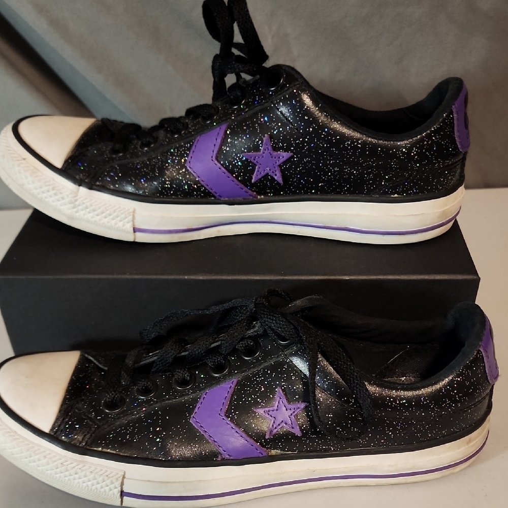 Converse Glitter Black and Purple Sneakers